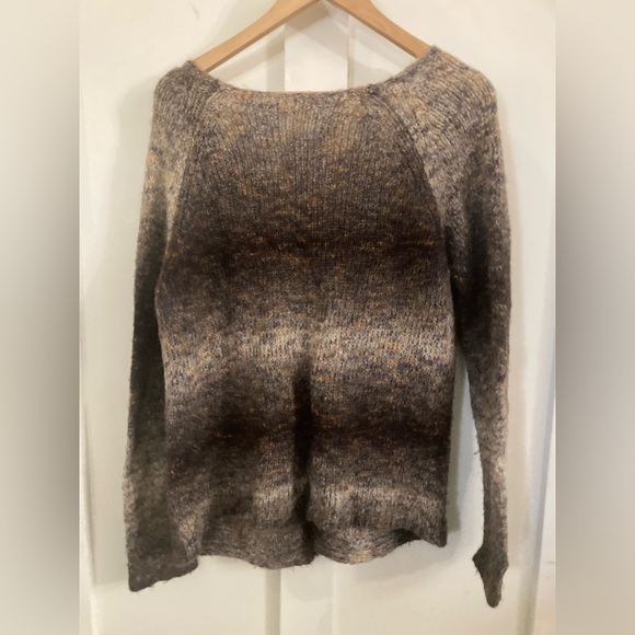 Wool blend cardigan chunky knit stripes one button closure mohair - Picture 8 of 9